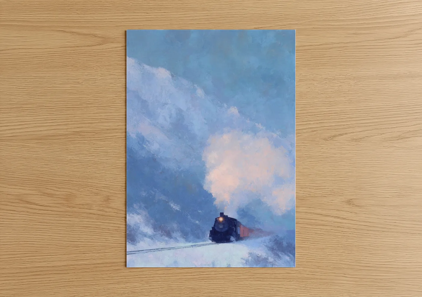 Steam Train Snow Mountain Winter Adventure Wall Art