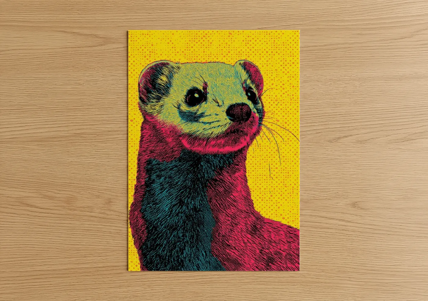 Neon Weasel Pop Art Portrait Wall Art