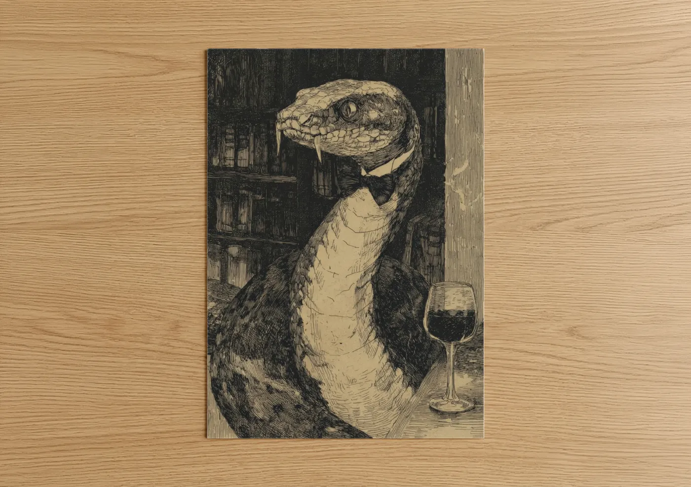 Dapper Boa Constrictor Vintage Illustration Wall Art