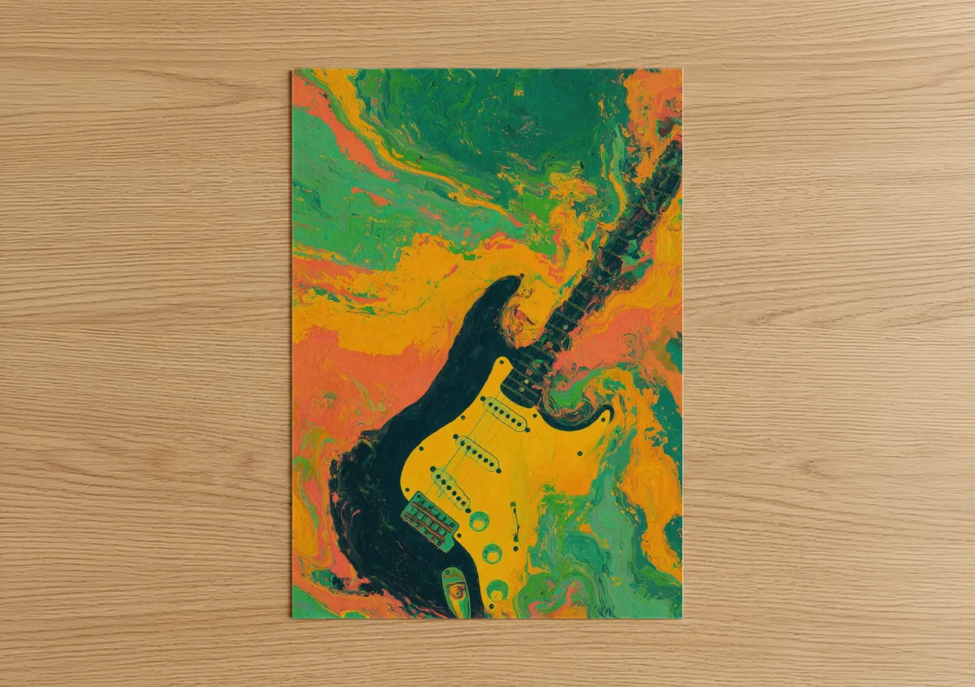 Electric Guitar Vibrant Abstract Wall Art