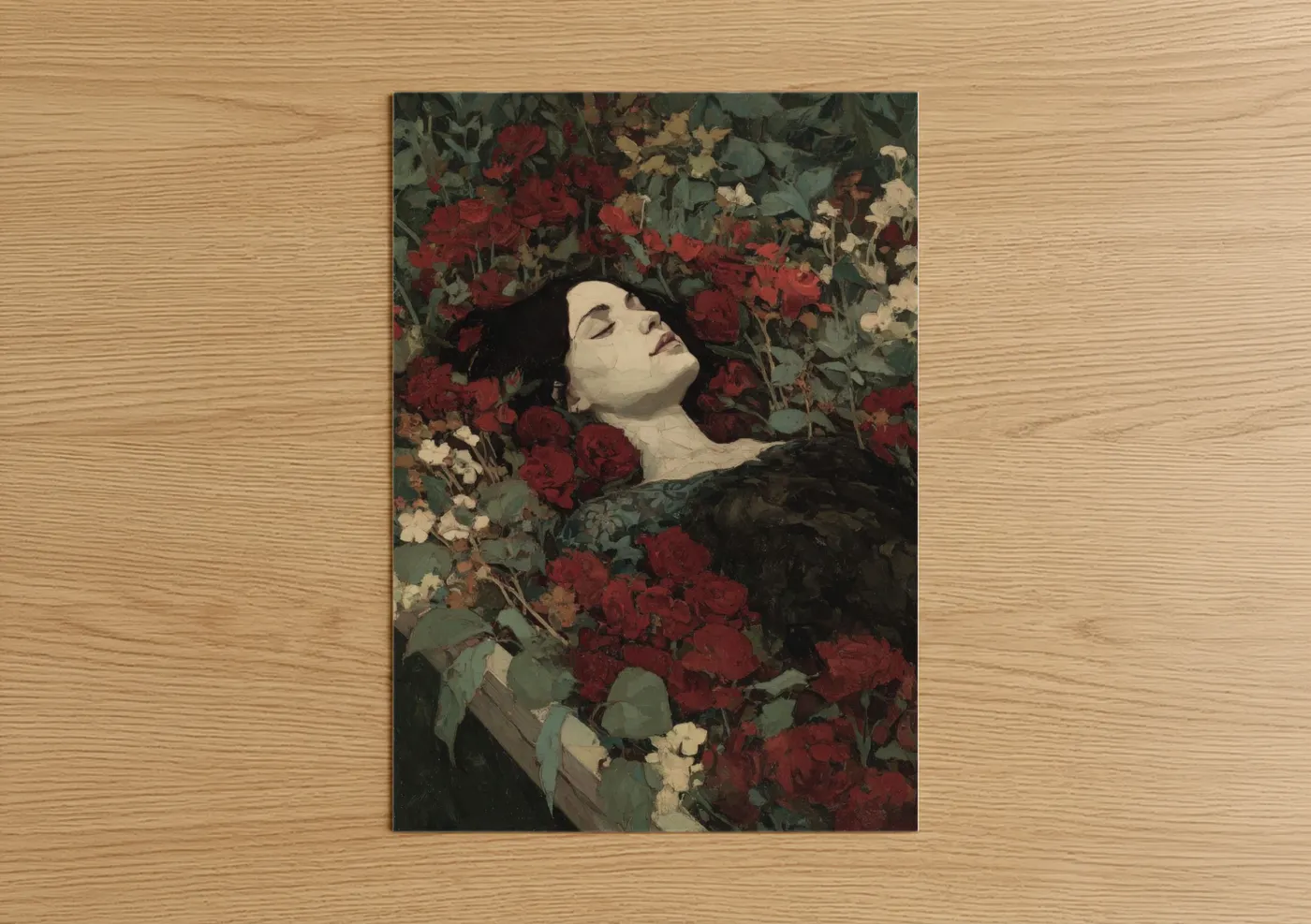 Pale Vampire in Red Rose Garden Wall Art