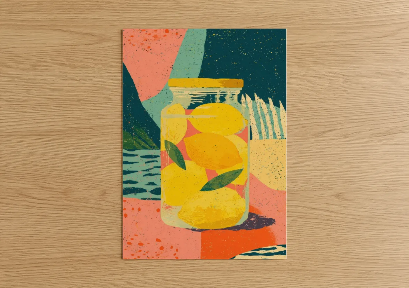Preserved Lemons Jar Illustration Wall Art