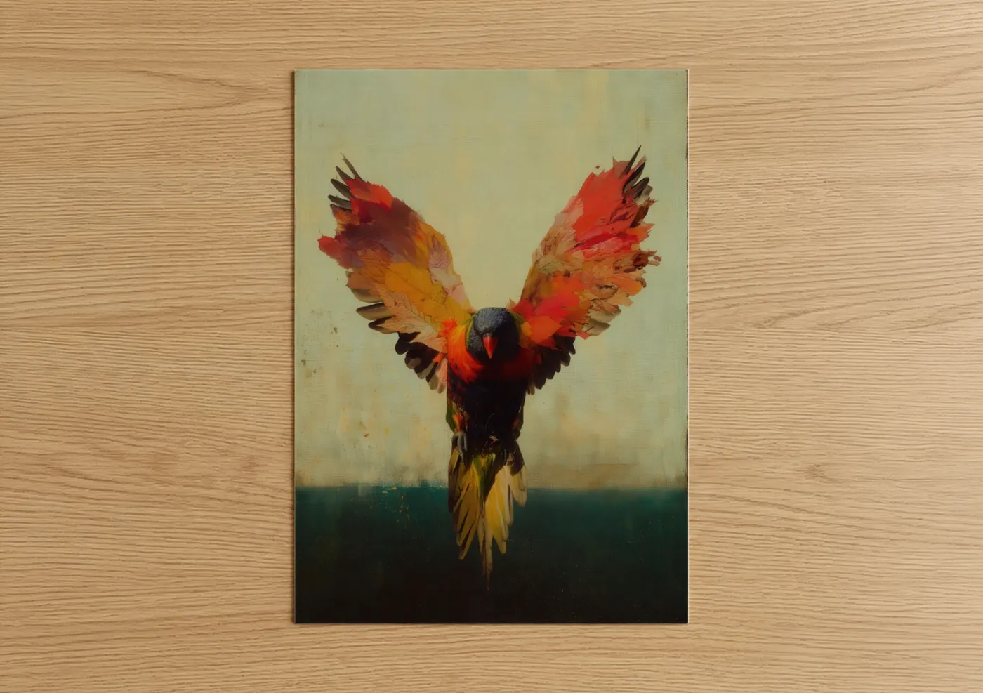 Crimson Rainbow Lorikeet Wing Spread Wall Art
