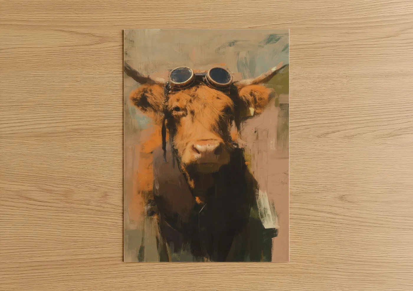 Steampunk Highland Cow Goggles Wall Art