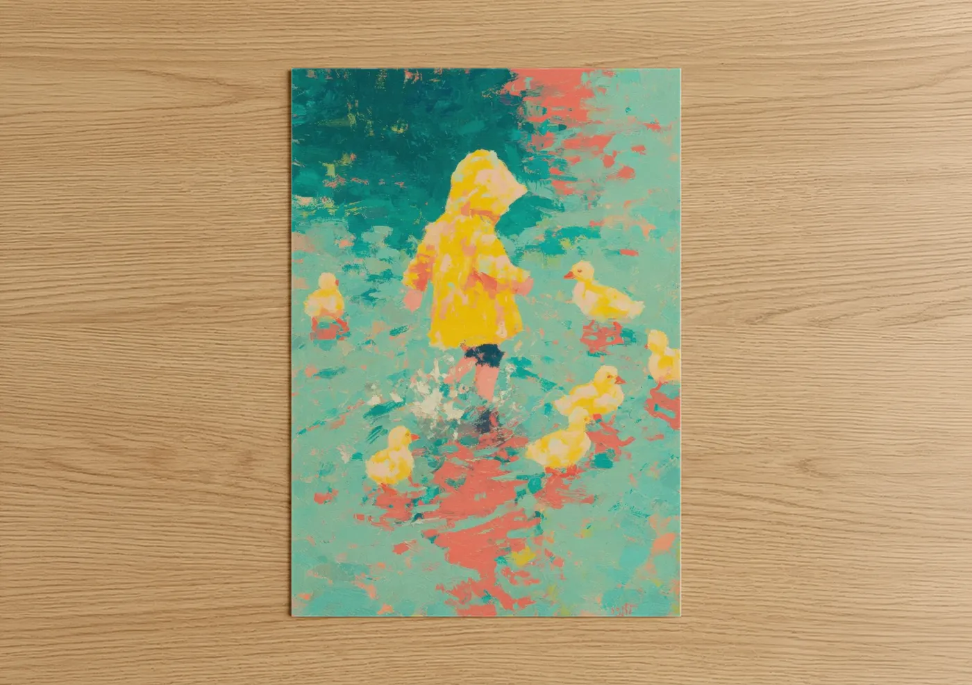 Playful Ducklings Yellow Watercolor Wall Art