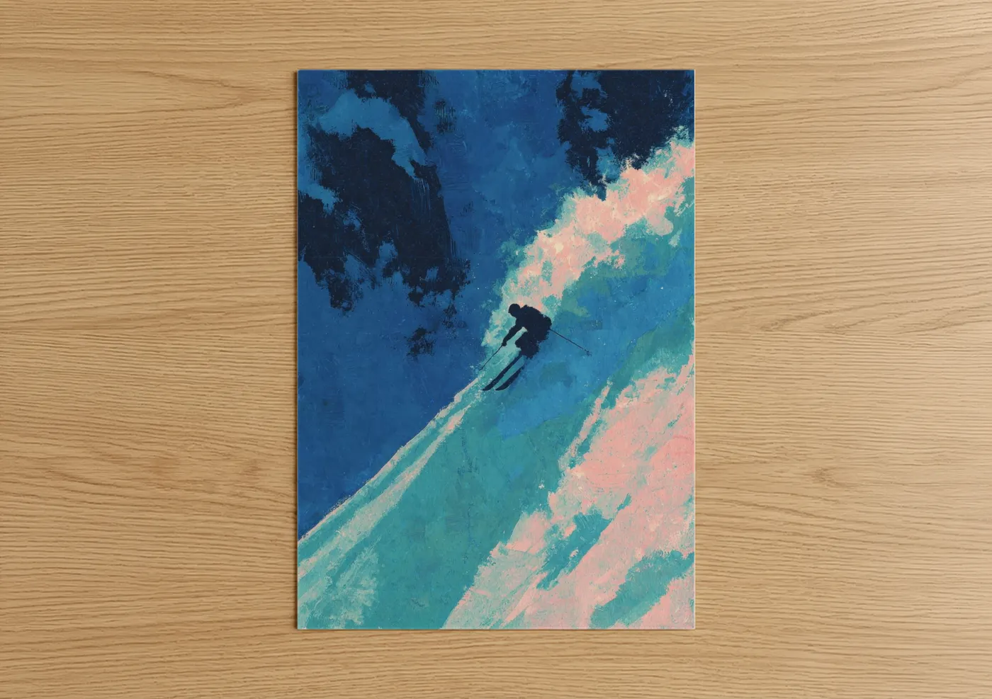 Minimalist Skier Alpine Descent Wall Art