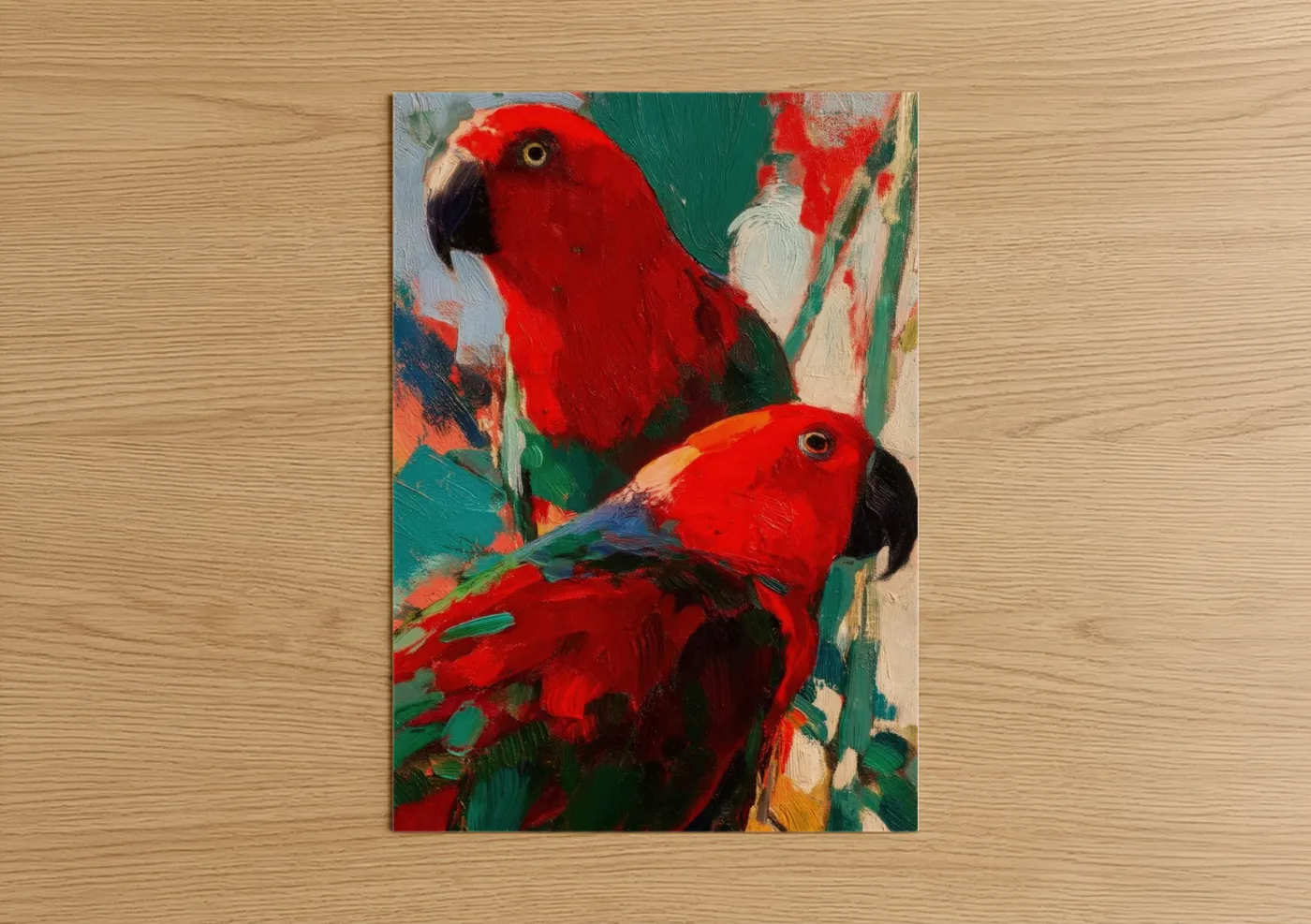 Crimson Macaw Pair Expressionist Wall Art