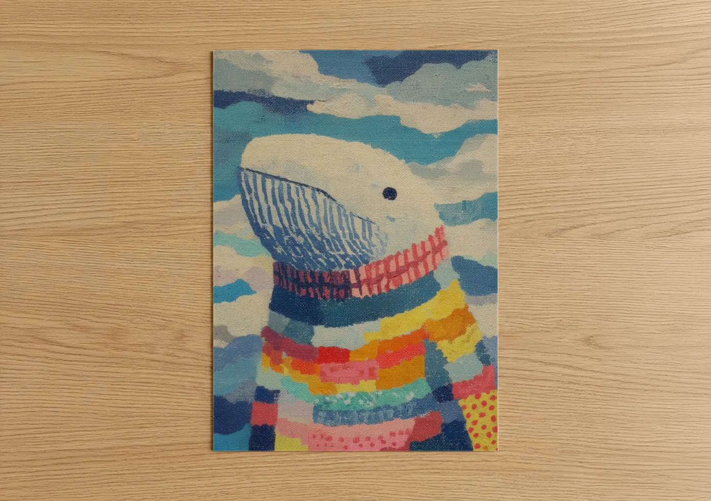 Whimsical Gray Whale Colorful Wall Art