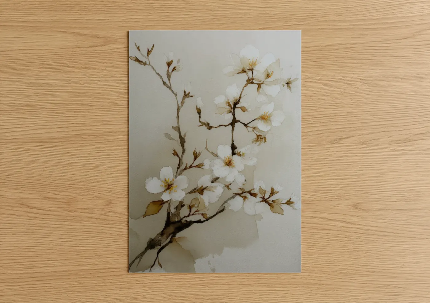 Cherry Blossom Watercolor Art Print Wall Art