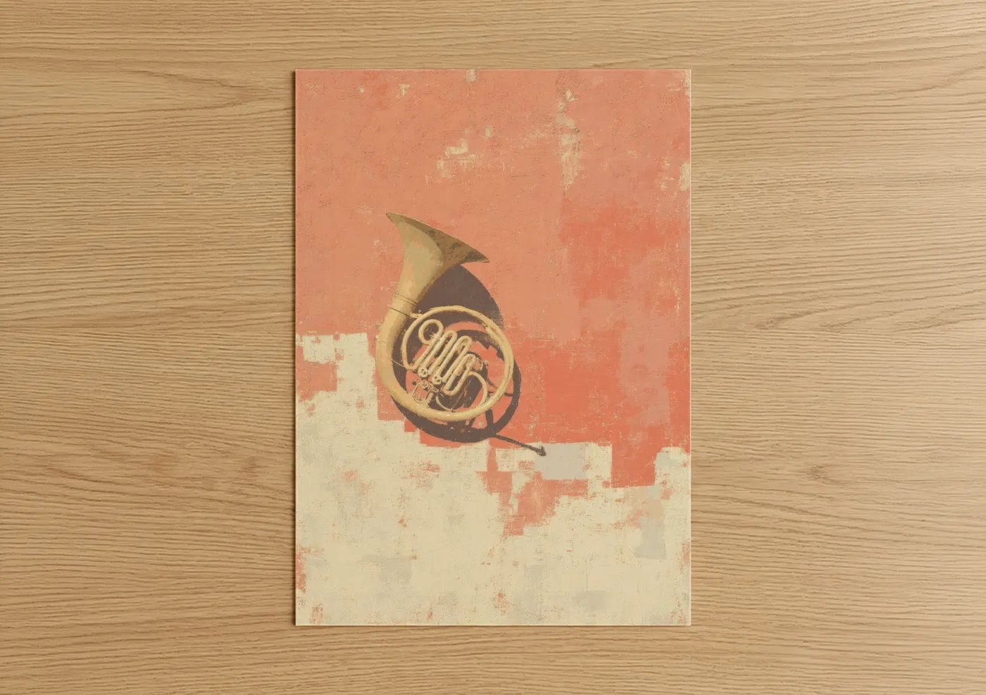 Vintage French Horn Musical Instrument Wall Art