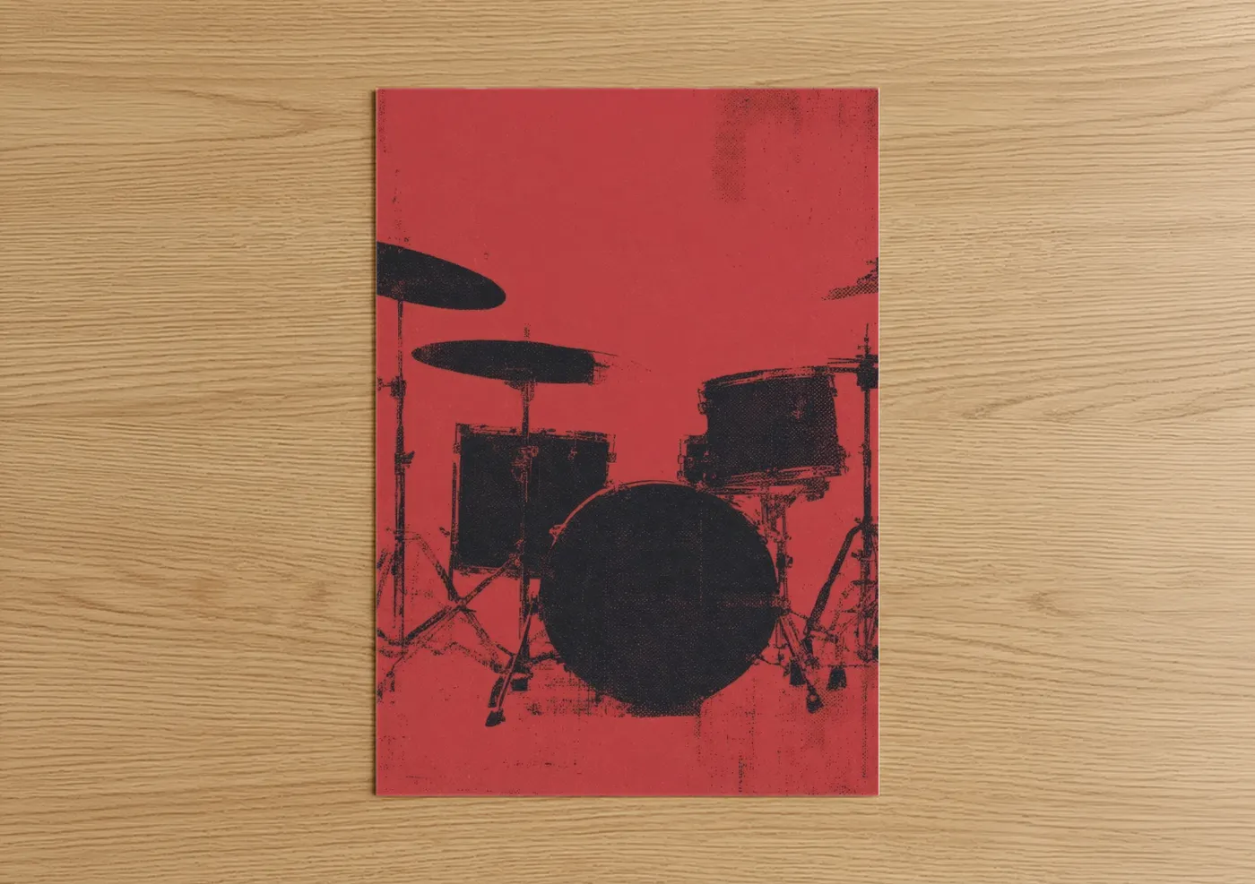 Crimson Drum Kit Modern Music Wall Art