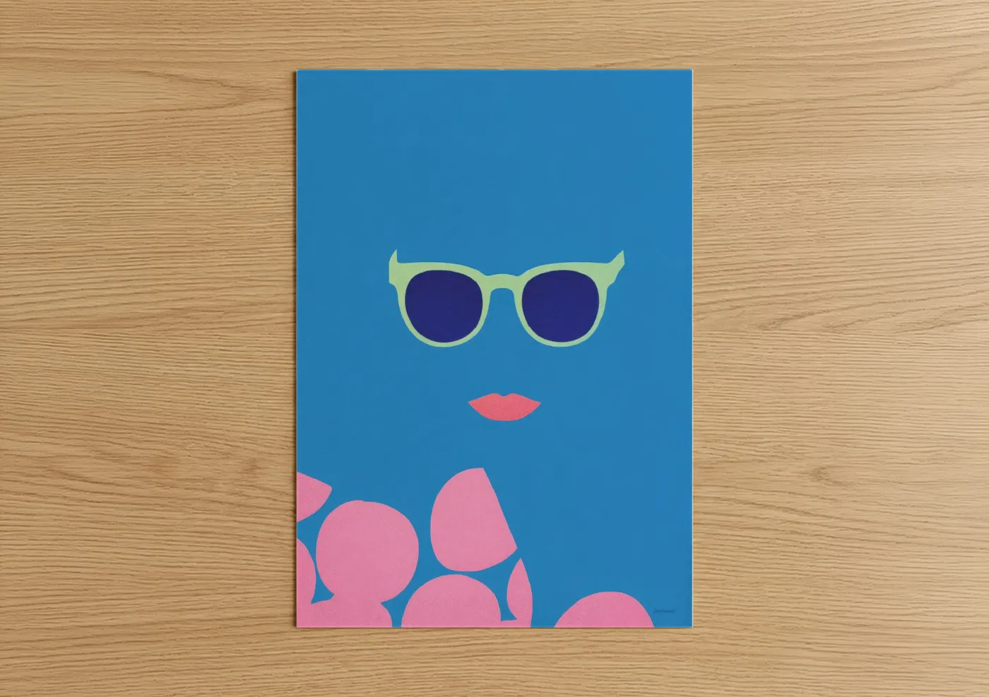 Retro Fashion Illustration Yellow Sunglasses Wall Art