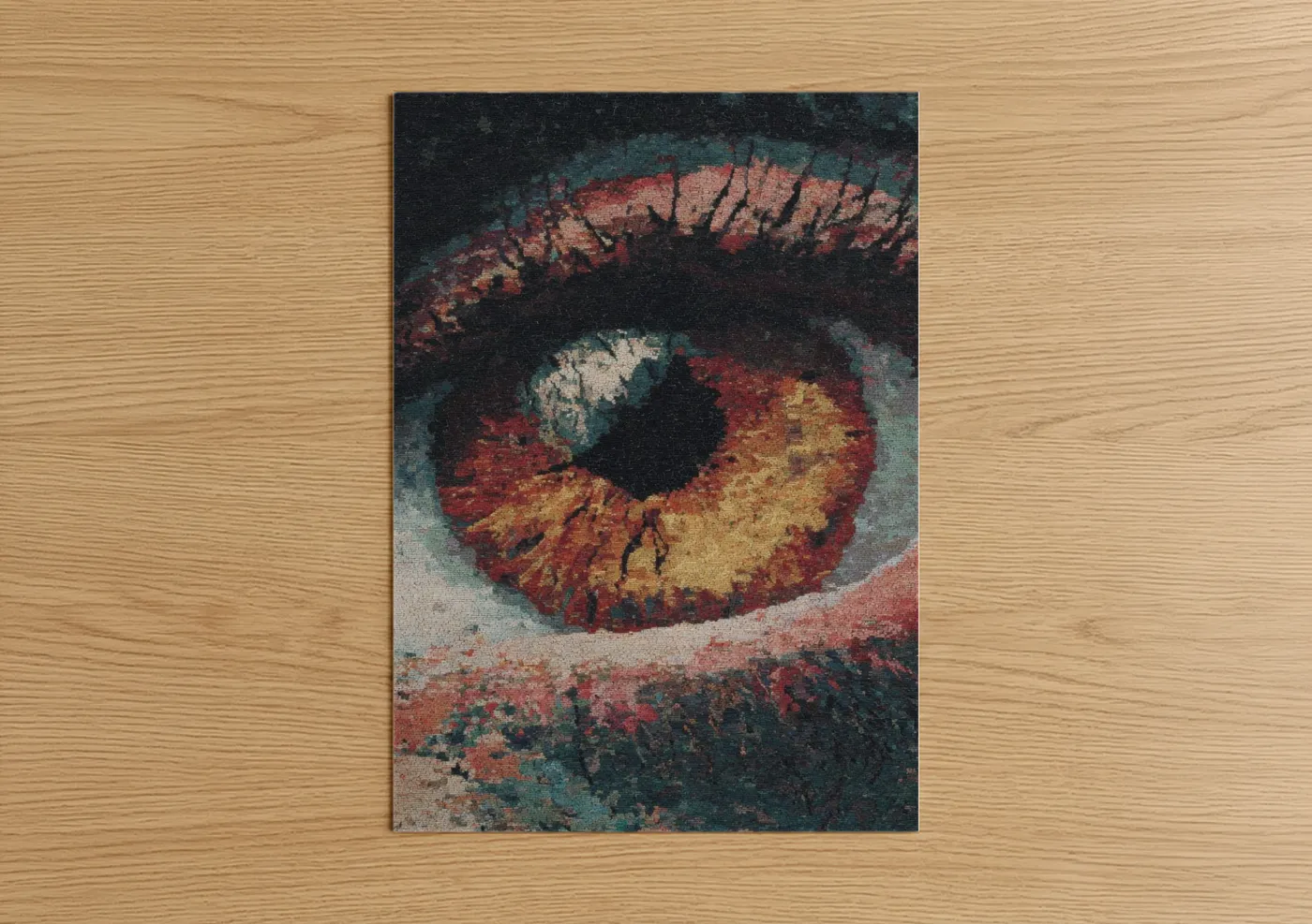 Abstract Eye Illustration Red Gold Wall Art