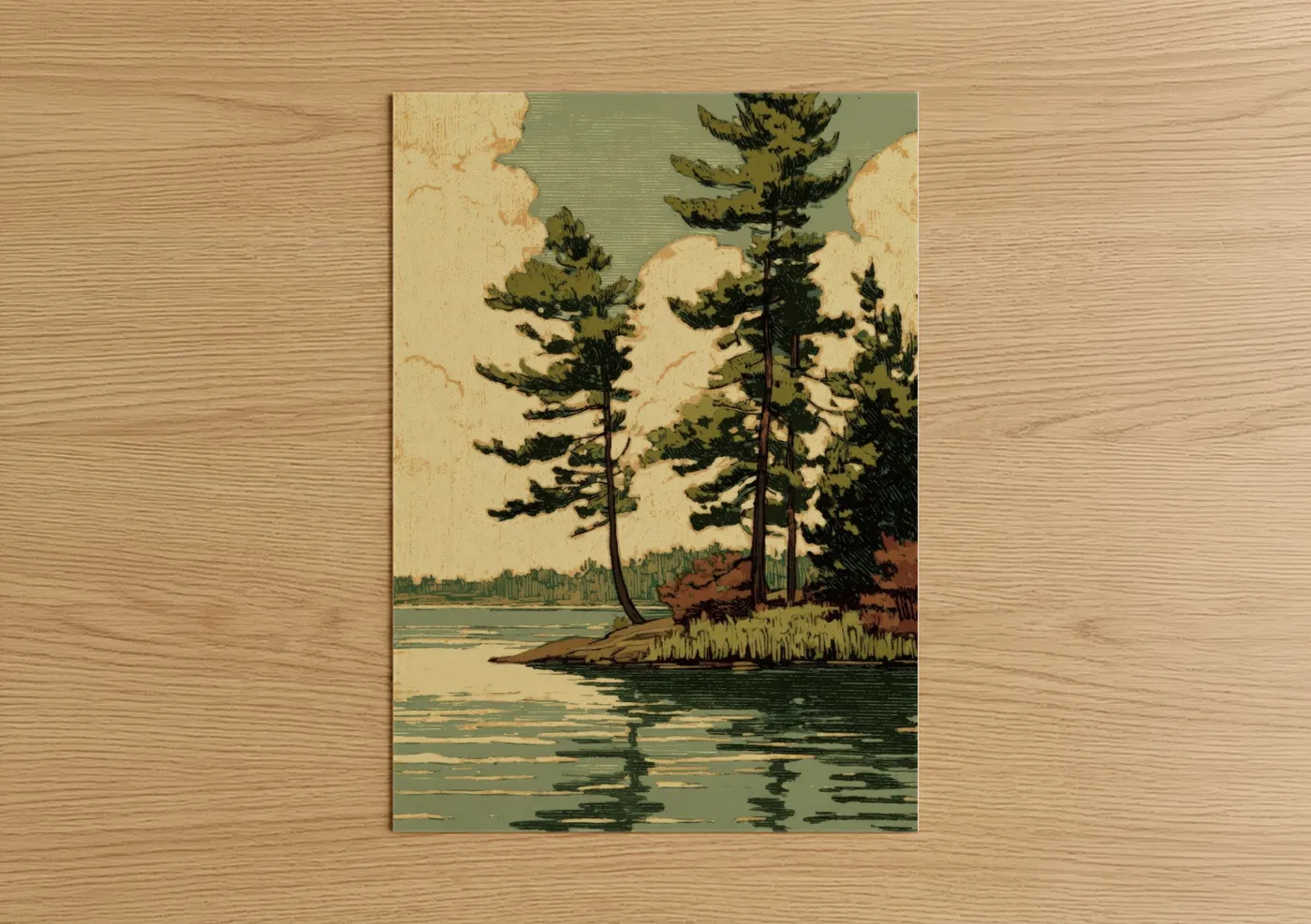 Tall Pines Lakeside Landscape Wall Art