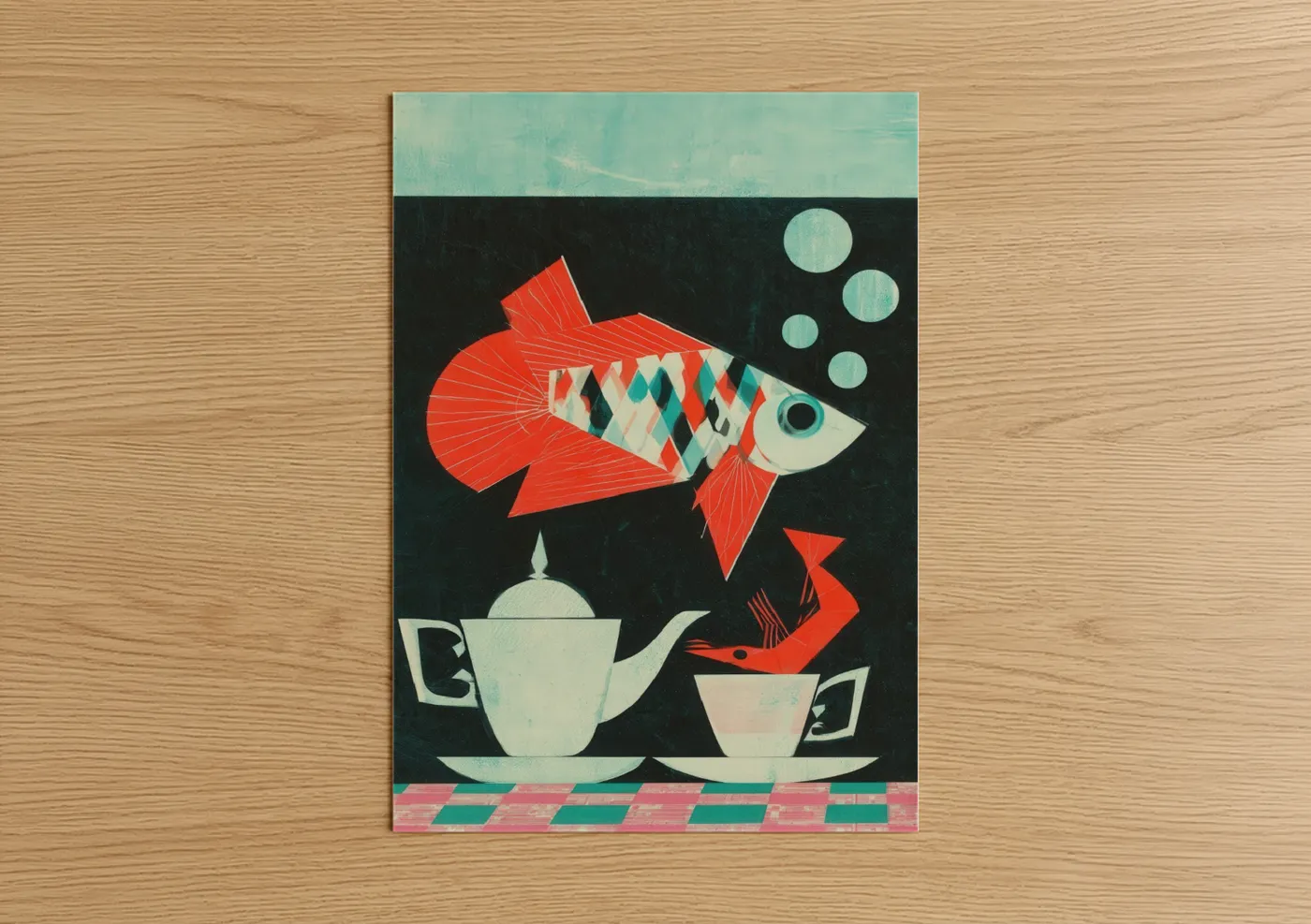 Crimson Fighting Fish Vintage Wall Art