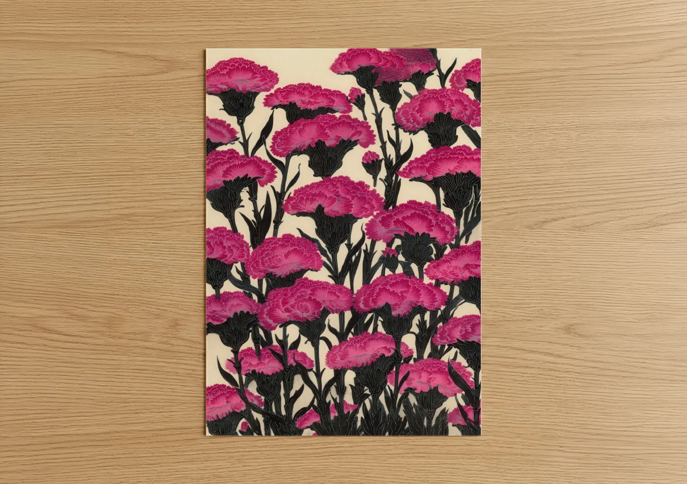 Magenta Carnation Cluster Botanical Wall Art