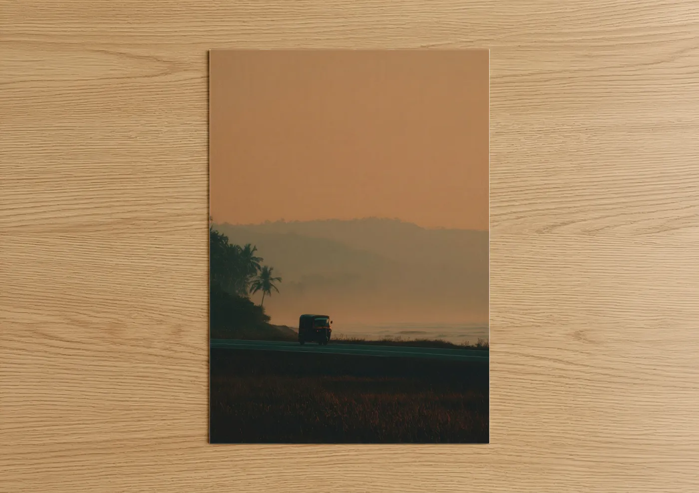 Golden Hour Rickshaw Sunset Landscape Wall Art