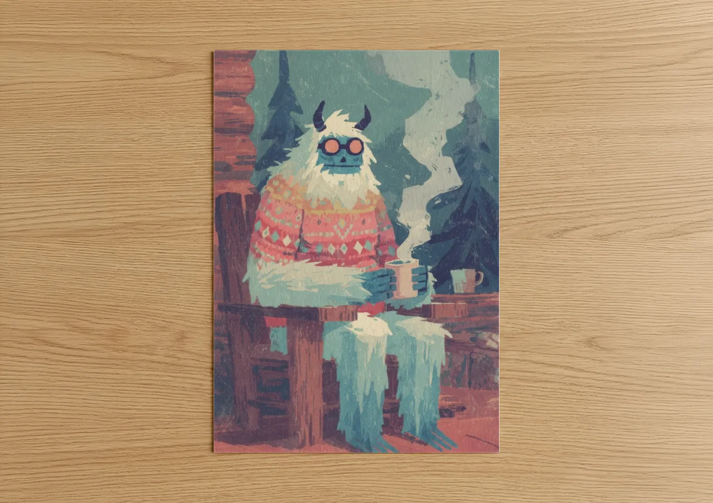 Cozy Yeti Winter Illustration Wall Art
