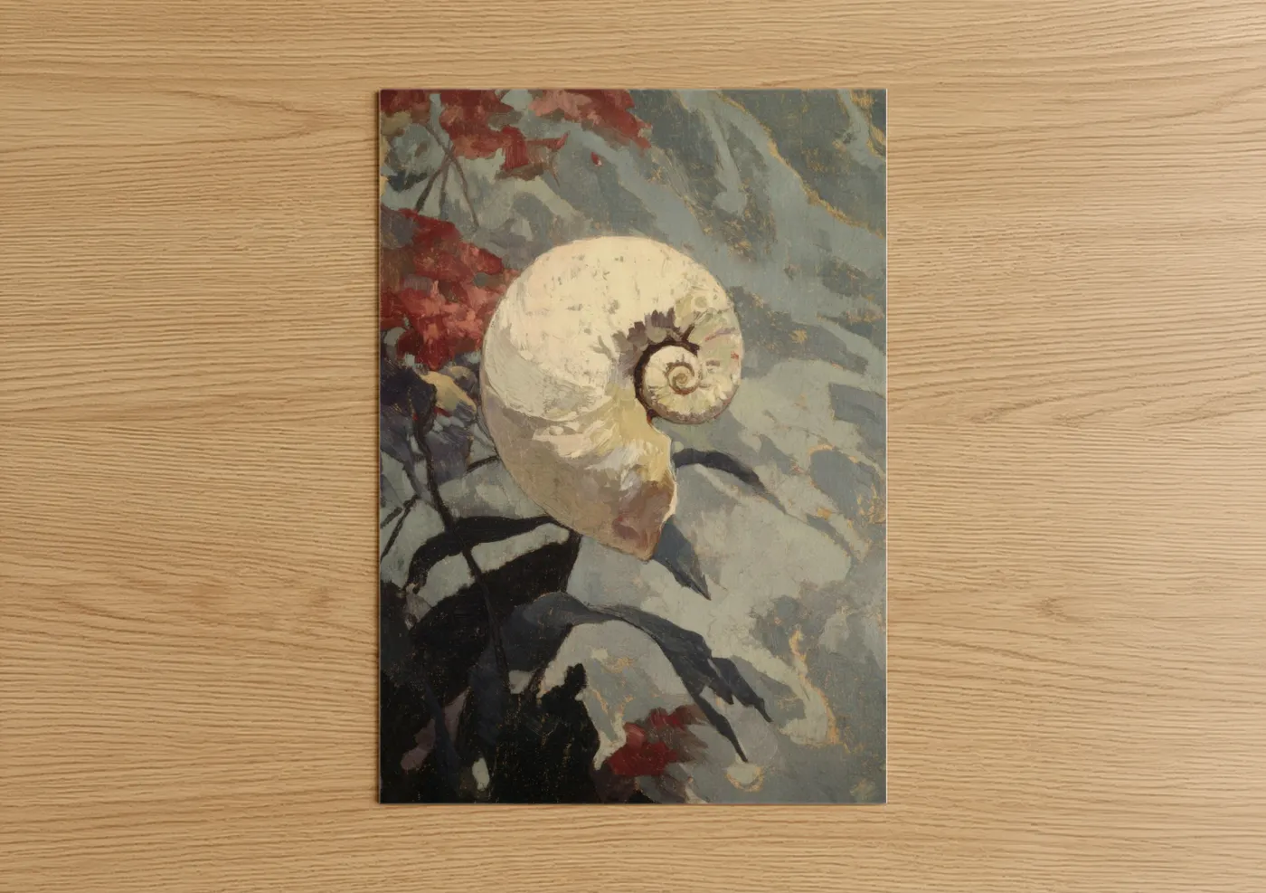Cream Nautilus Shell Botanical Wall Art