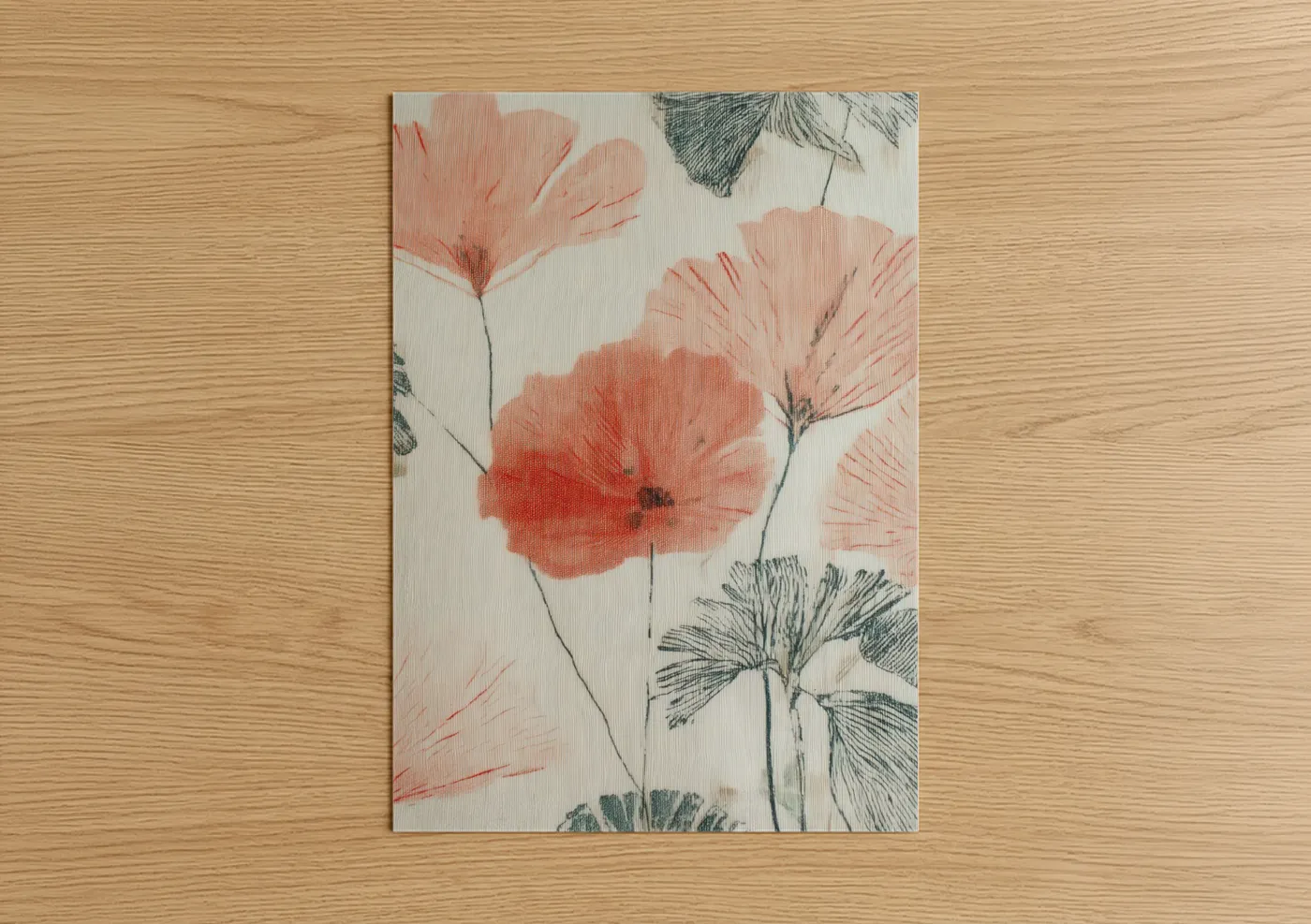 Botanical Poppy Sketch Fashion Illustration Wall Art
