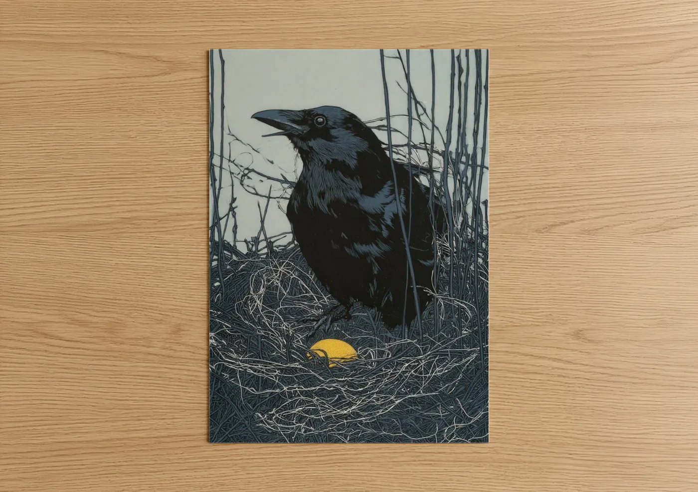 Black Raven Golden Egg Nest Wall Art