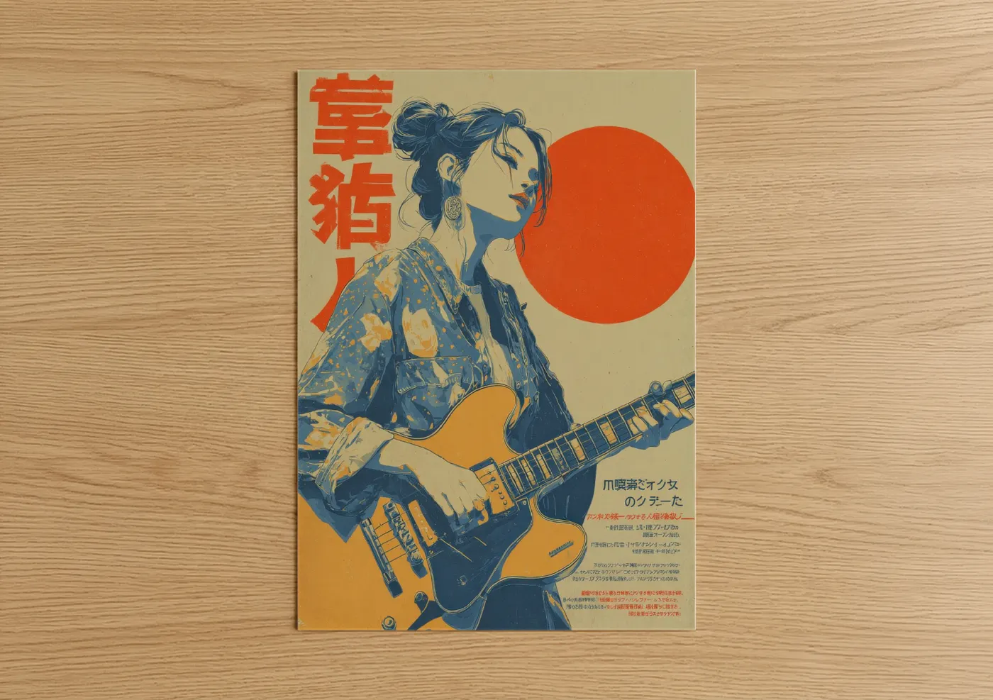 Vintage Japanese Music Poster Wall Art