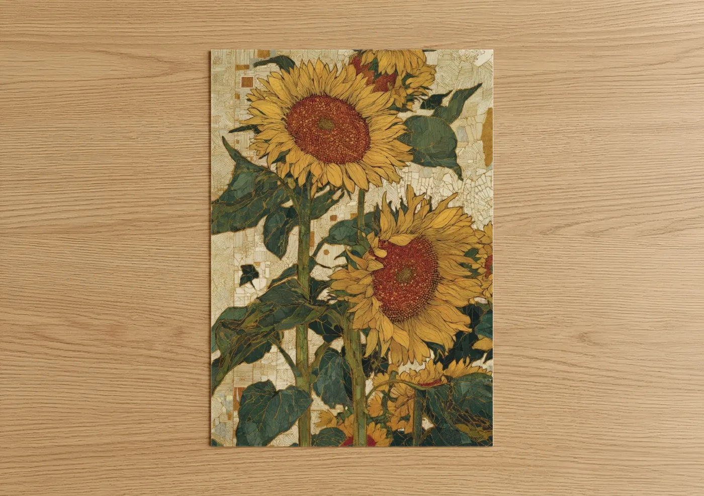 Golden Sunflower Vintage Botanical Wall Art