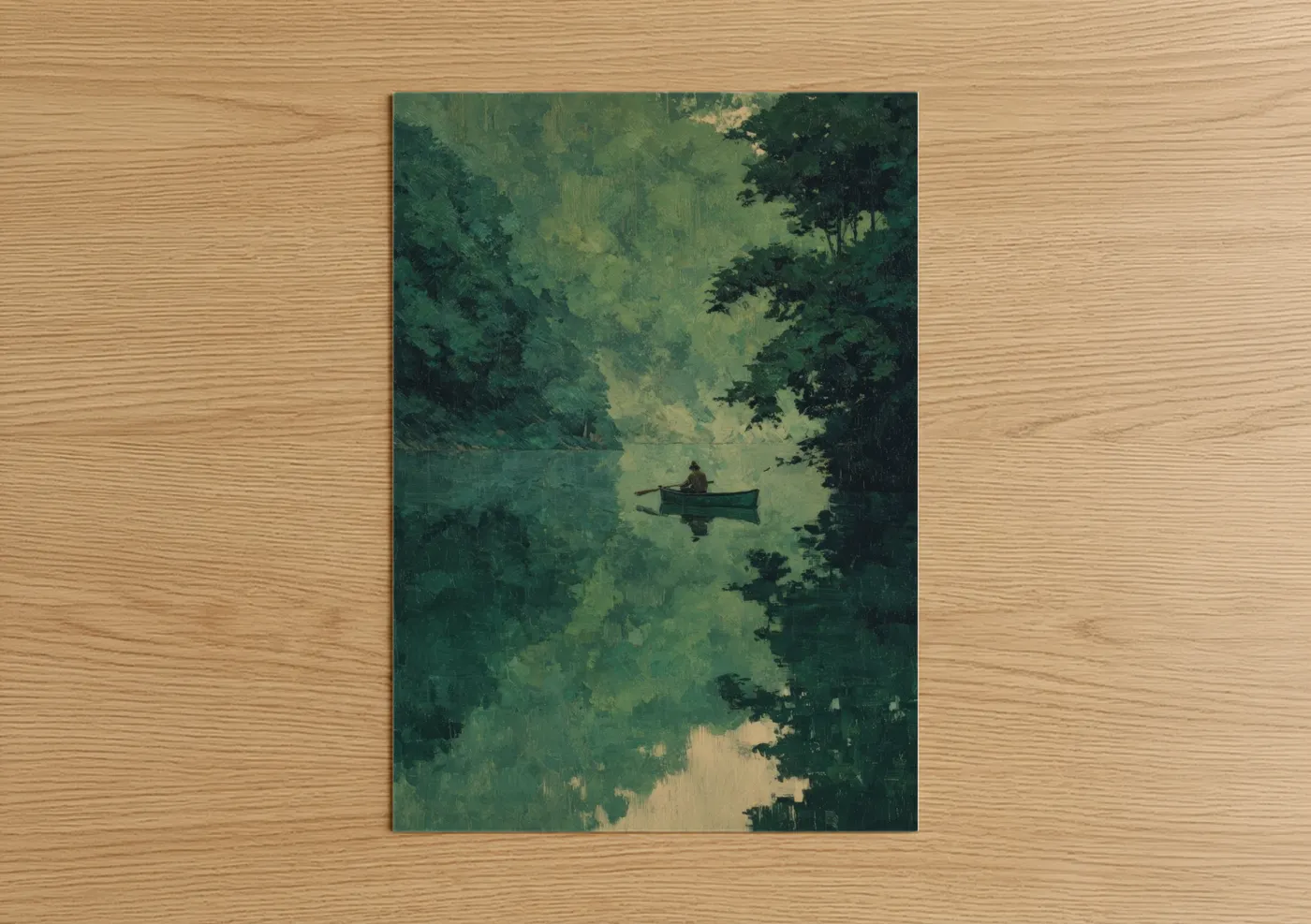 Solitary Kayaker Peaceful Water Reflection Wall Art