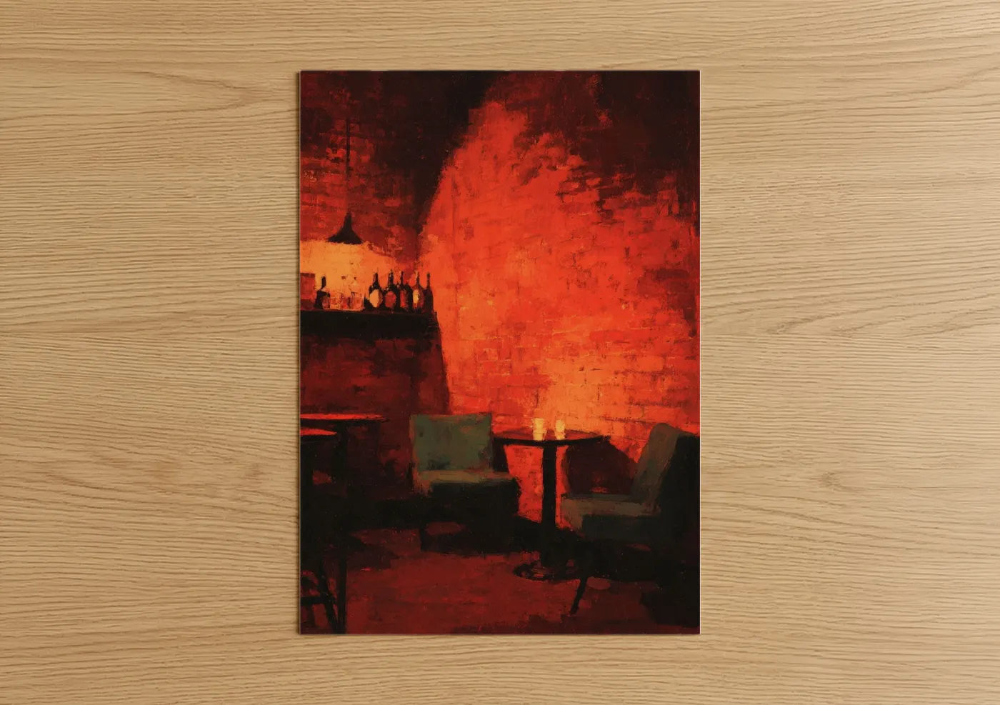 Crimson Jazz Bar Abstract Interior Wall Art