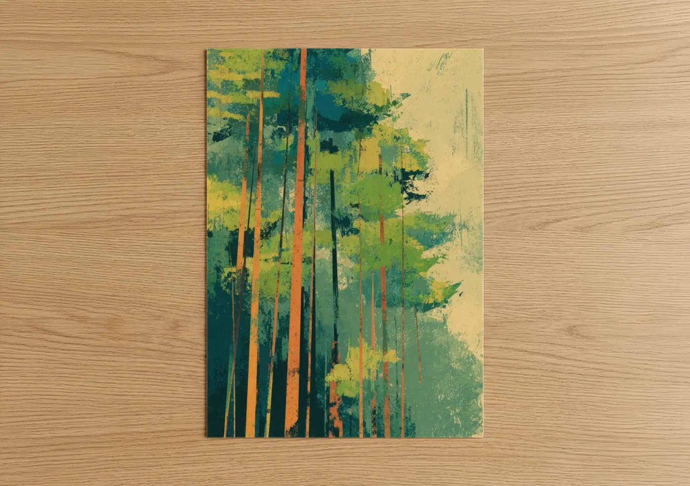 Abstract Cedar Forest Watercolor Wall Art