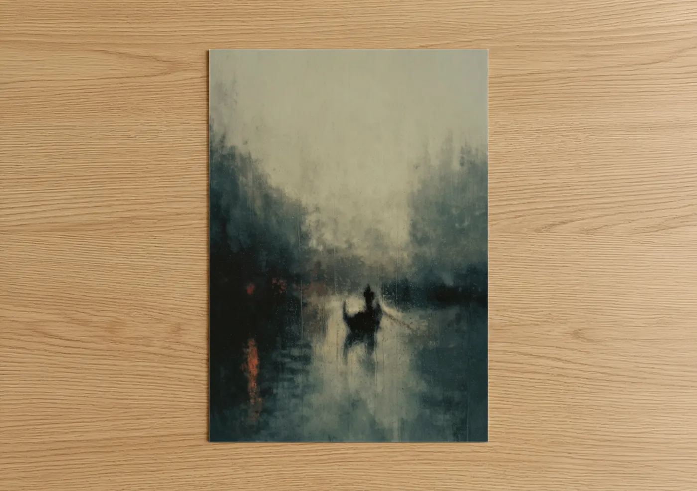 Misty Venetian Gondola Moody Watercolor Wall Art