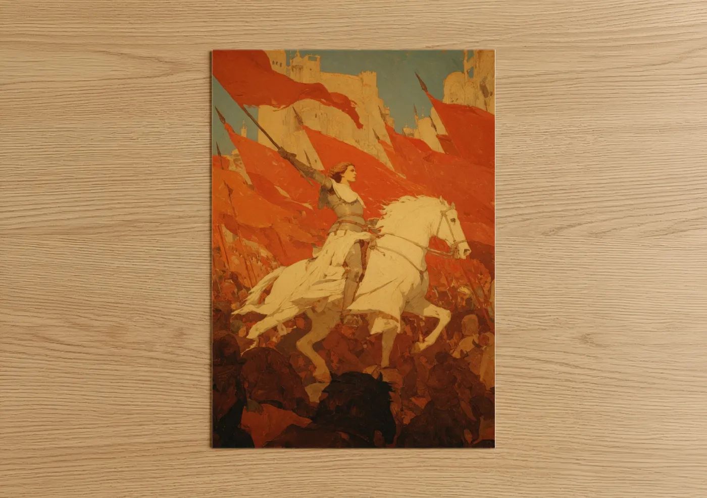 Joan of Arc Heroic Battle Red Flag Wall Art