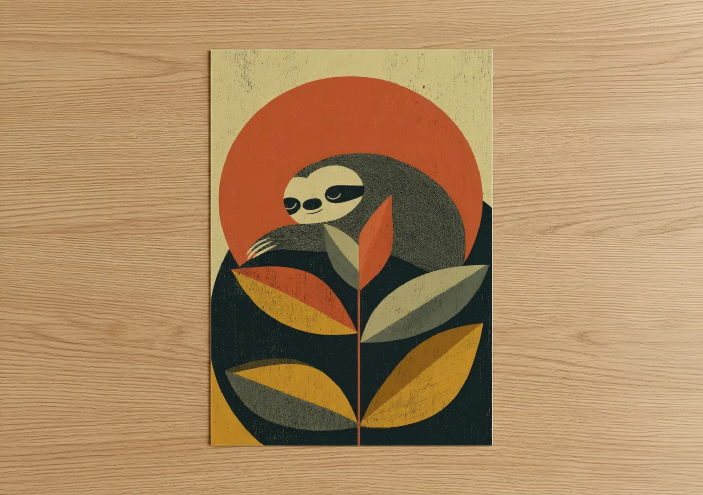 Sloth Botanical Minimalist Wall Art