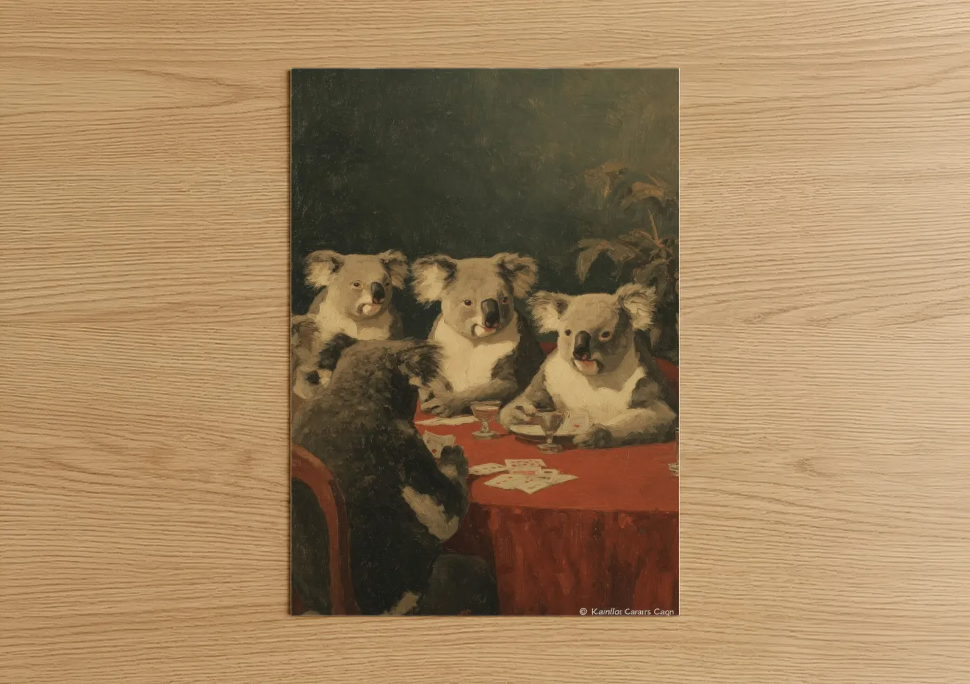 Koalas Playing Poker Card Game Wall Art
