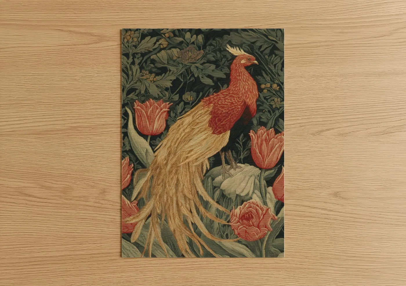 Crimson Phoenix Garden Floral Art Wall Art