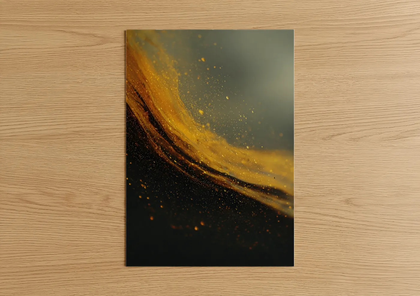 Golden Molten Glass Flow Abstract Wall Art