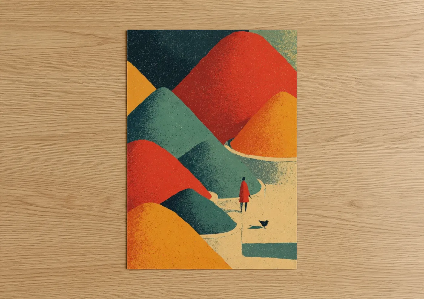 Colorful Spice Valley Landscape Illustration Wall Art
