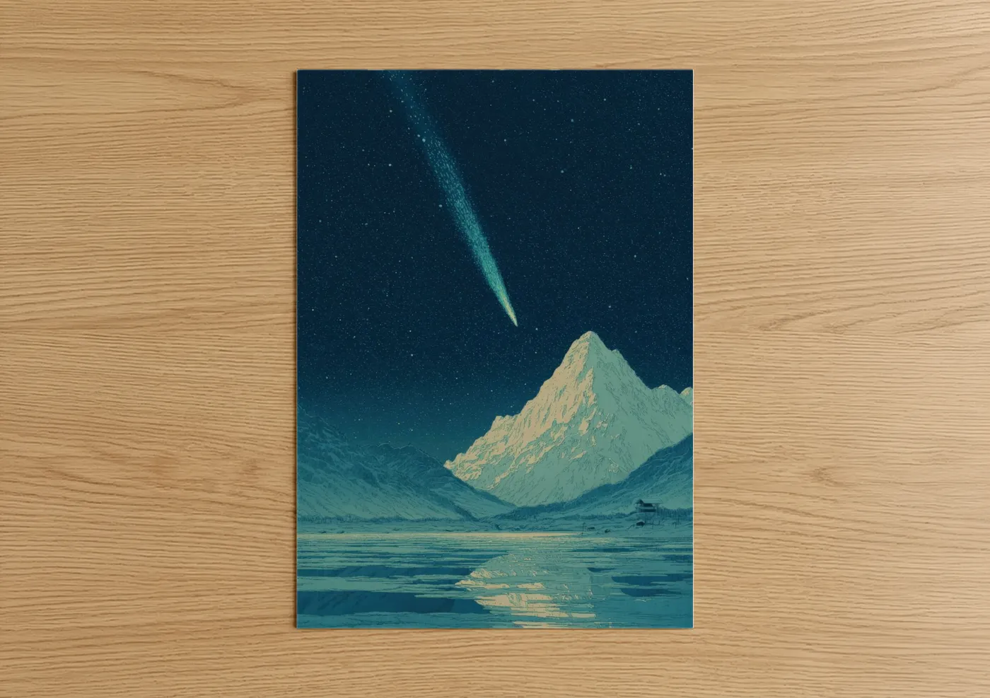 Comet Mountain Night Sky Stars Wall Art