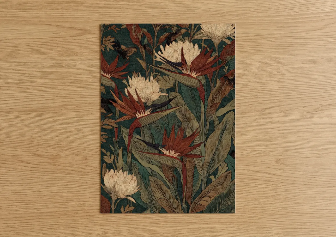 Crimson Birds of Paradise Floral Wall Art