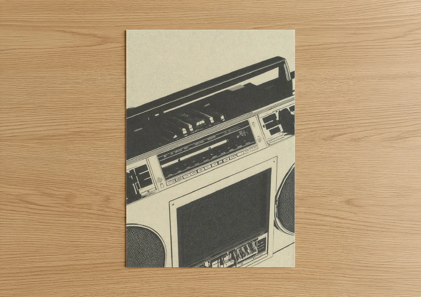 Vintage Boombox Retro Music Equipment Wall Art