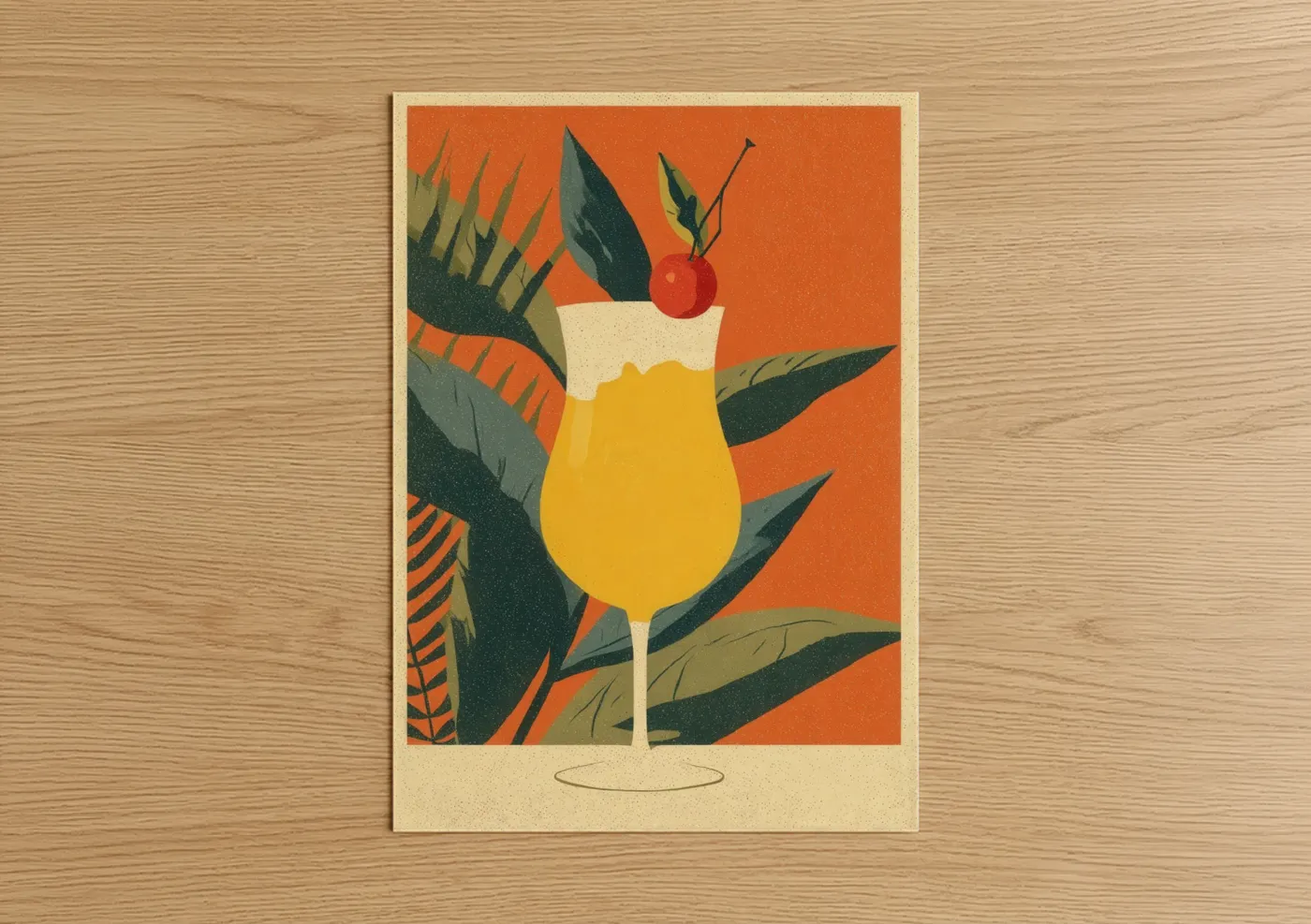 Tropical Milkshake Yellow Retro Wall Art