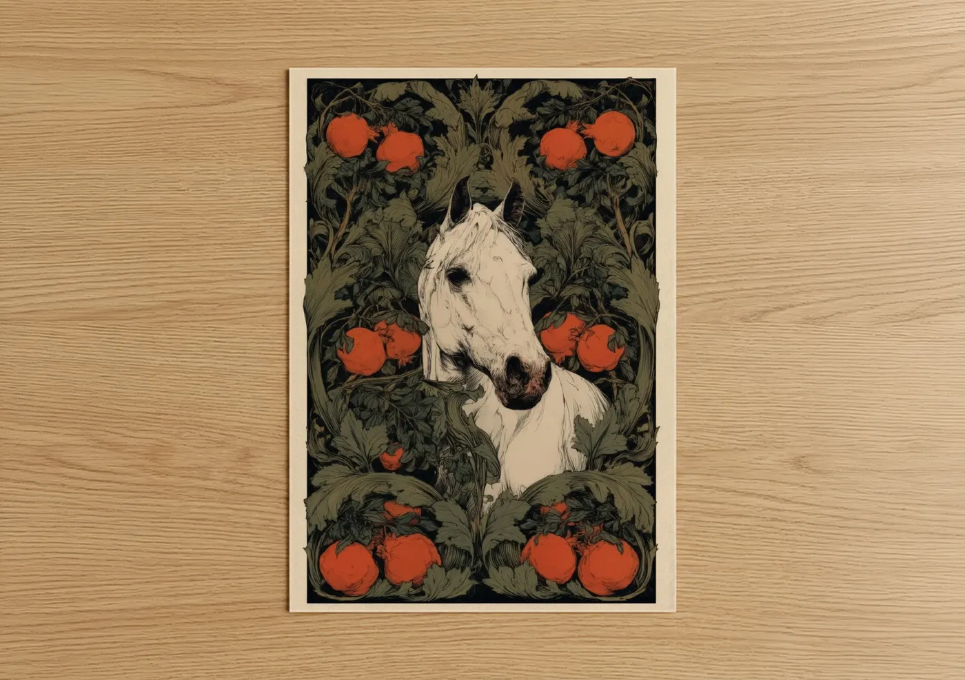 White Andalusian Horse Orchard Wall Art
