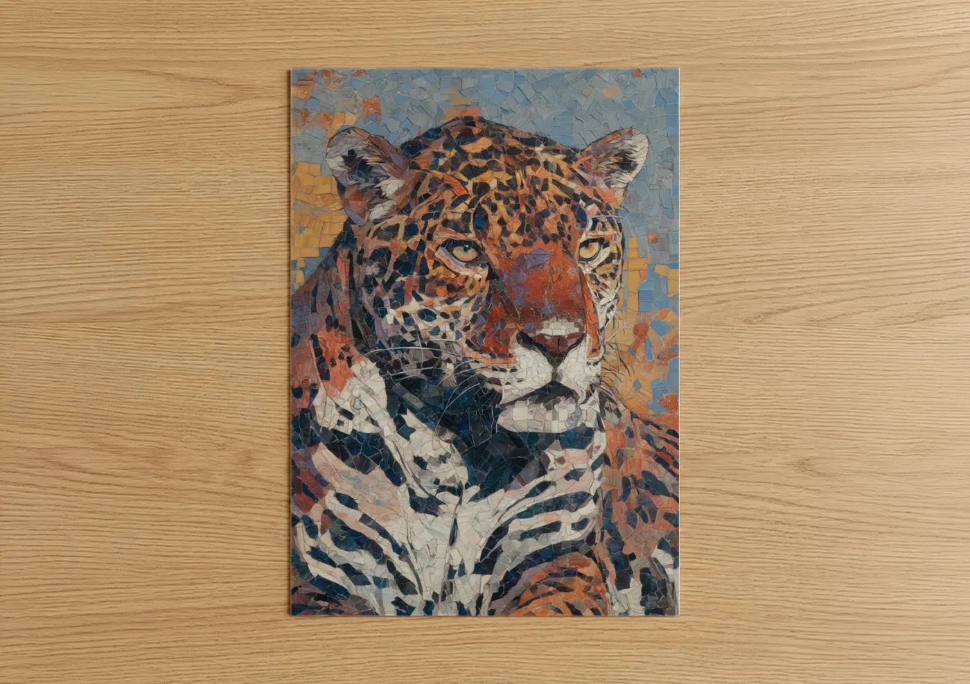 Golden Jaguar Mosaic Wildlife Art Wall Art