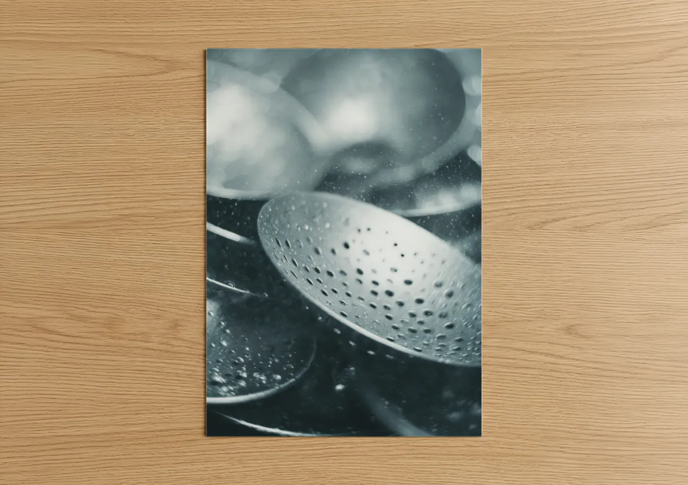 Black and White Kitchen Colanders Photography Wall Art