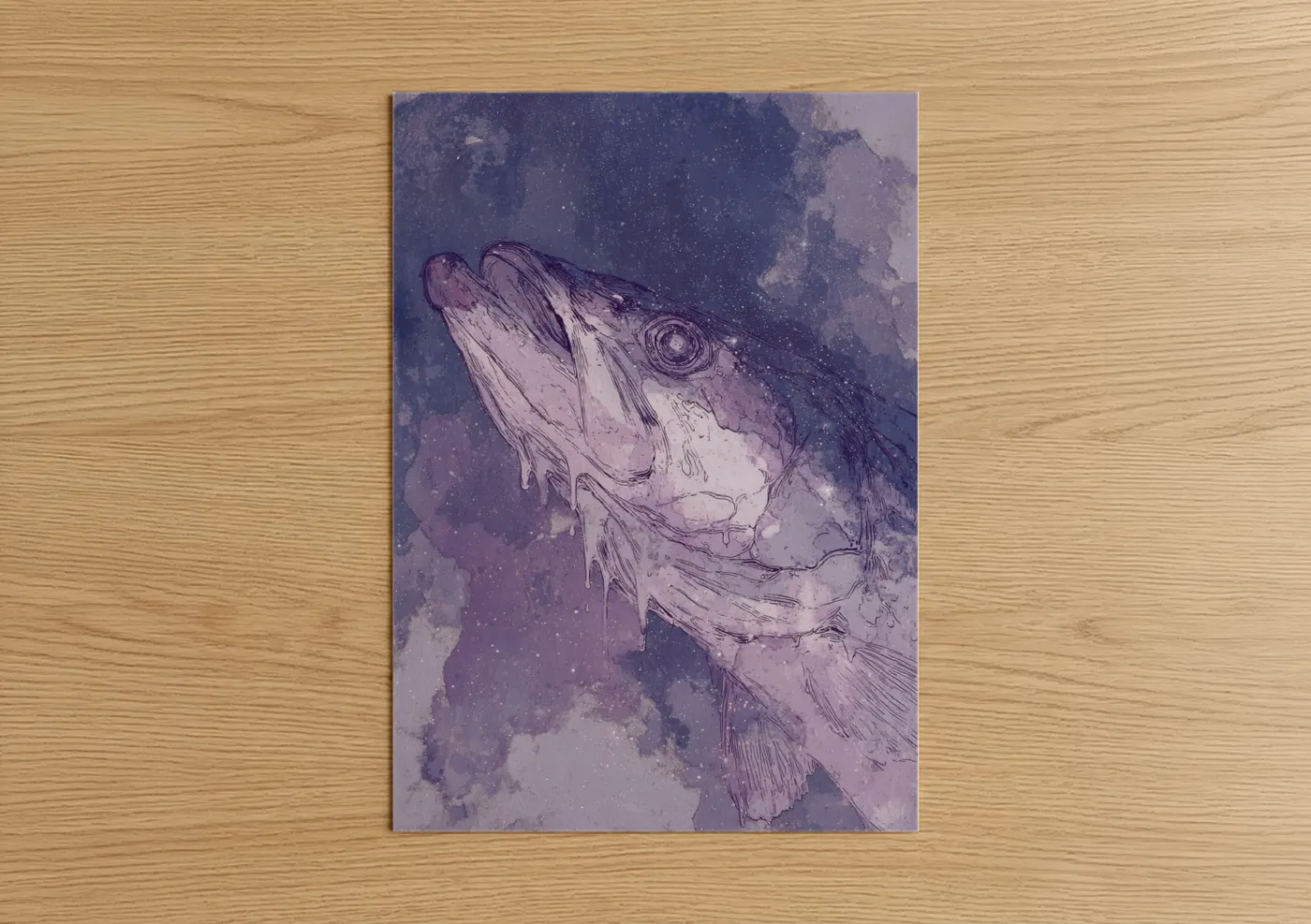 Ethereal Snook Purple Watercolor Art Wall Art