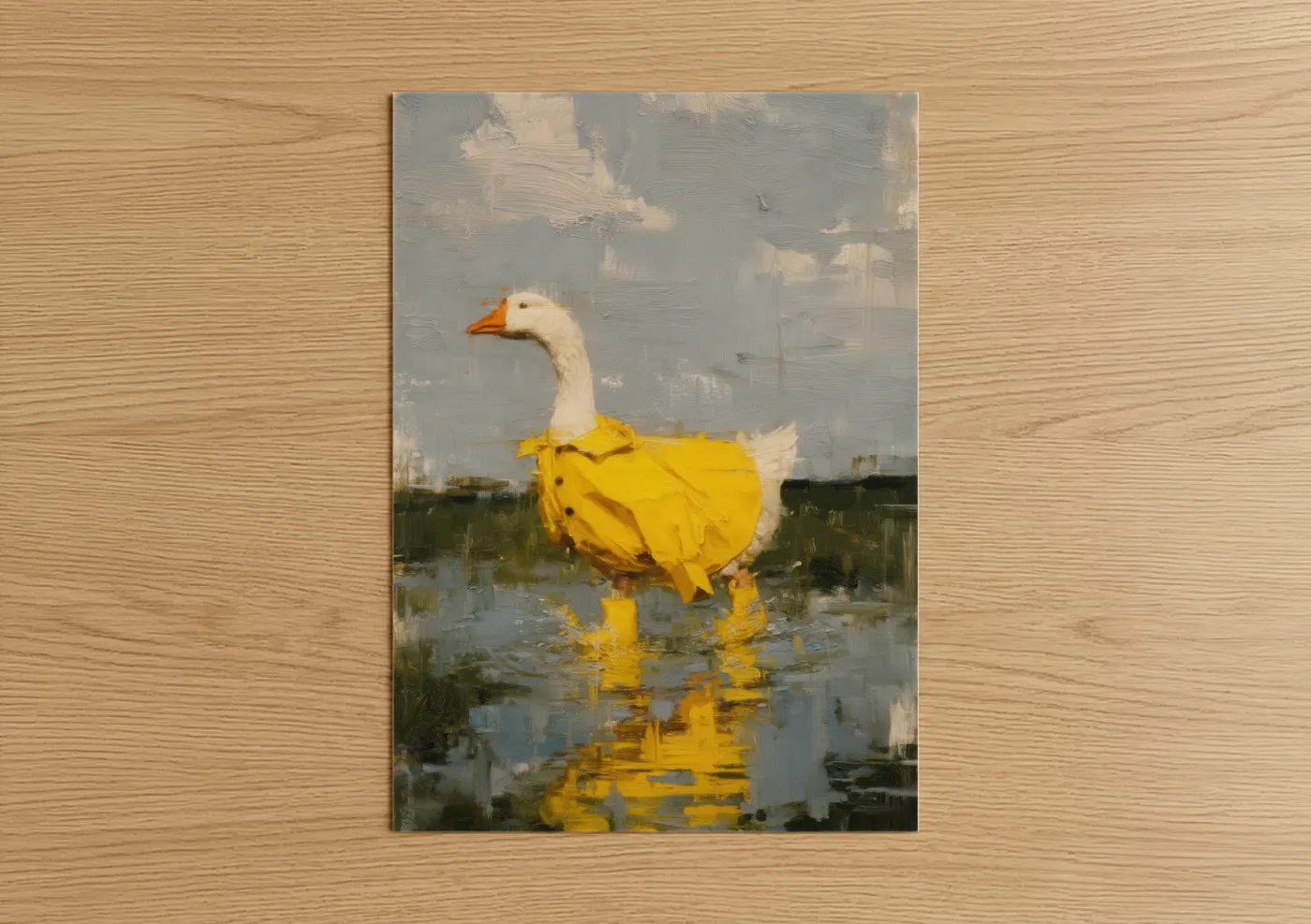 Yellow Raincoat Goose Painting Wall Art