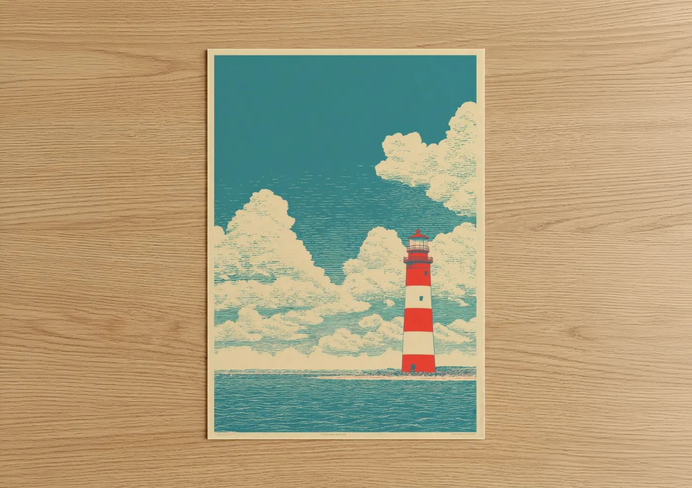Red and White Coastal Lighthouse Wall Art
