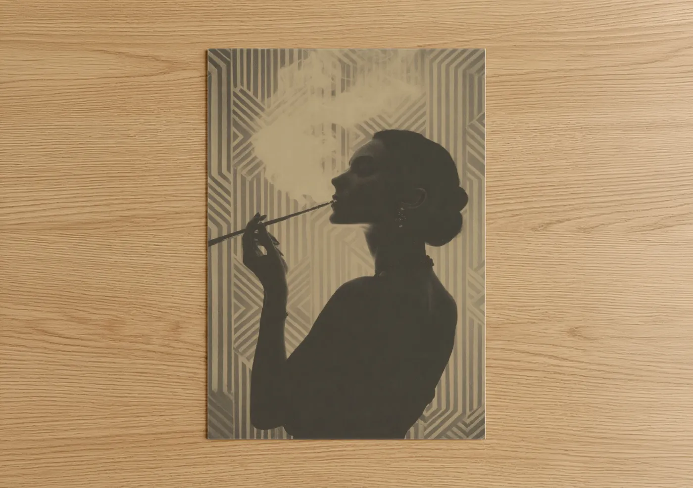 Elegant Silhouette Smoking Figure Wall Art