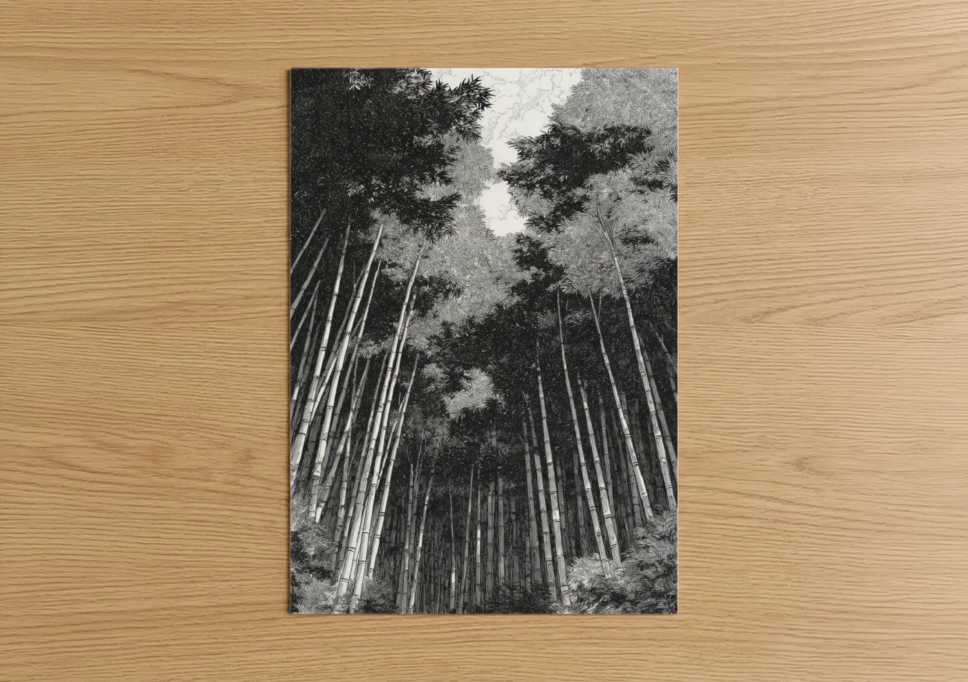 Bamboo Forest Canopy Monochrome Wall Art