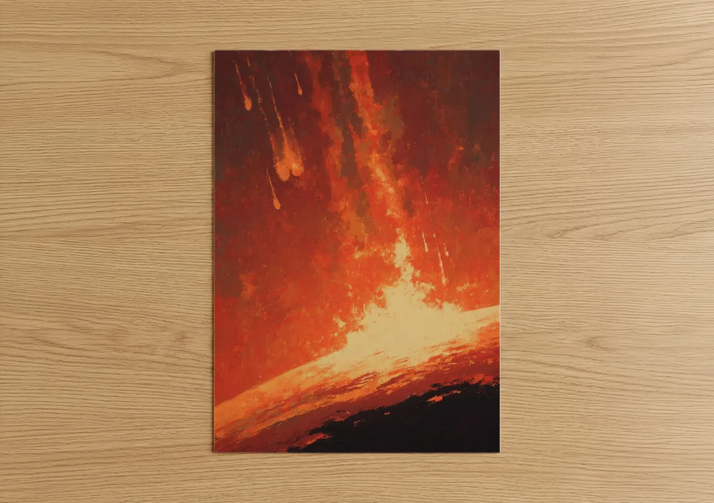 Fiery Asteroid Impact Space Wall Art